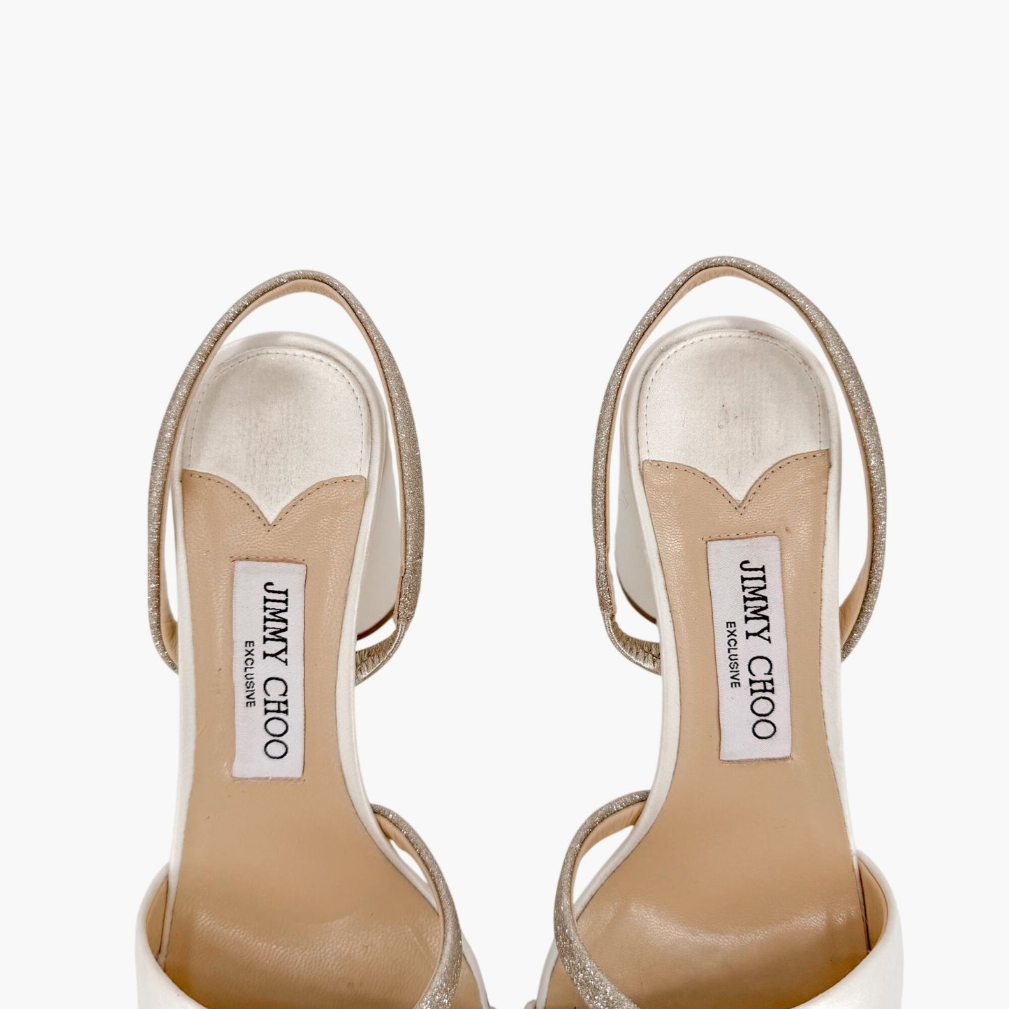 Jimmy Choo Plum 85 Sandals Ivory Glitter Size 38