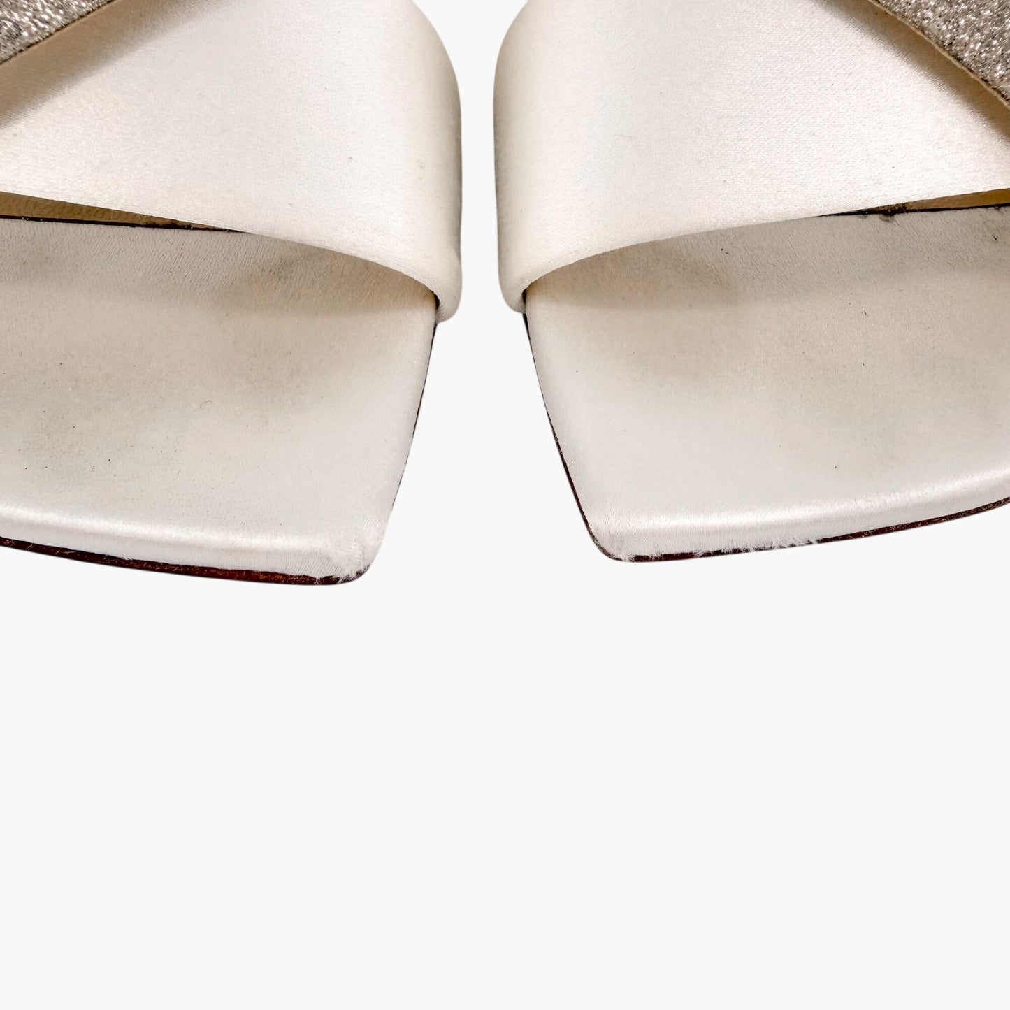 Jimmy Choo Plum 85 Sandals Ivory Glitter Size 38