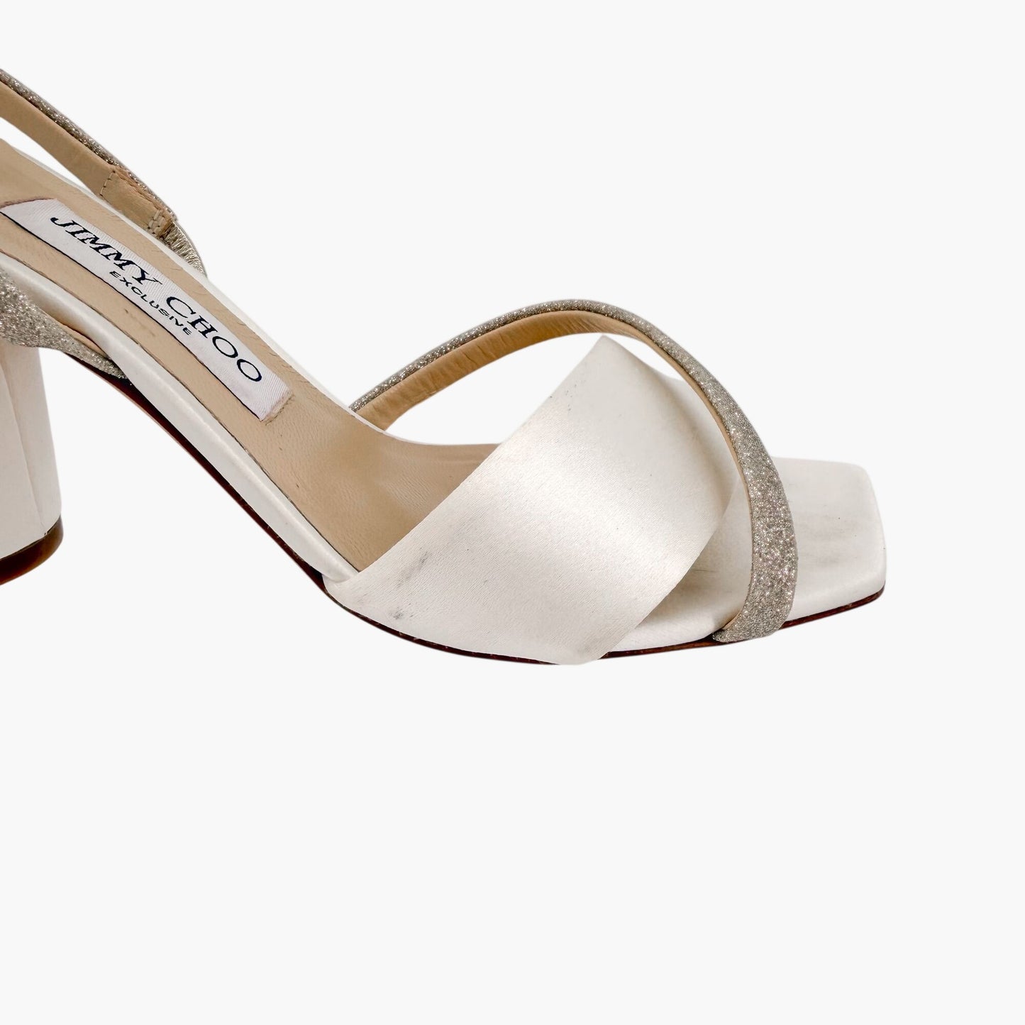 Jimmy Choo Plum 85 Sandals Ivory Glitter Size 38