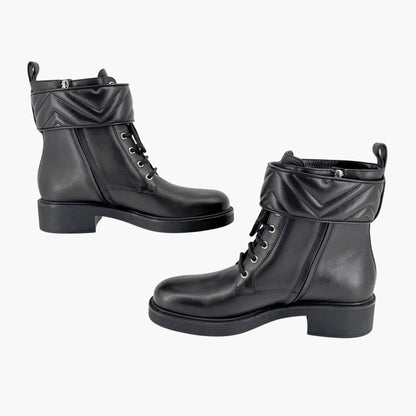 Gucci Marmont GG Combat Boots Black Leather Size 41