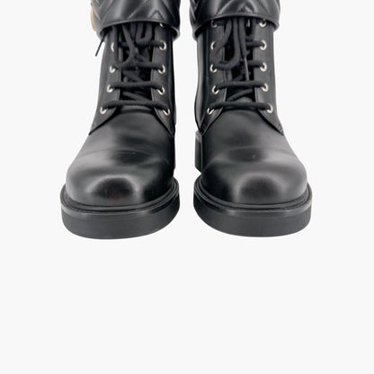 Gucci Marmont GG Combat Boots Black Leather Size 41