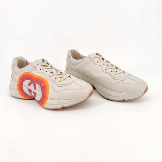 Gucci Rhyton GG Interlock Sneakers in Beige Leather – Size 39.5