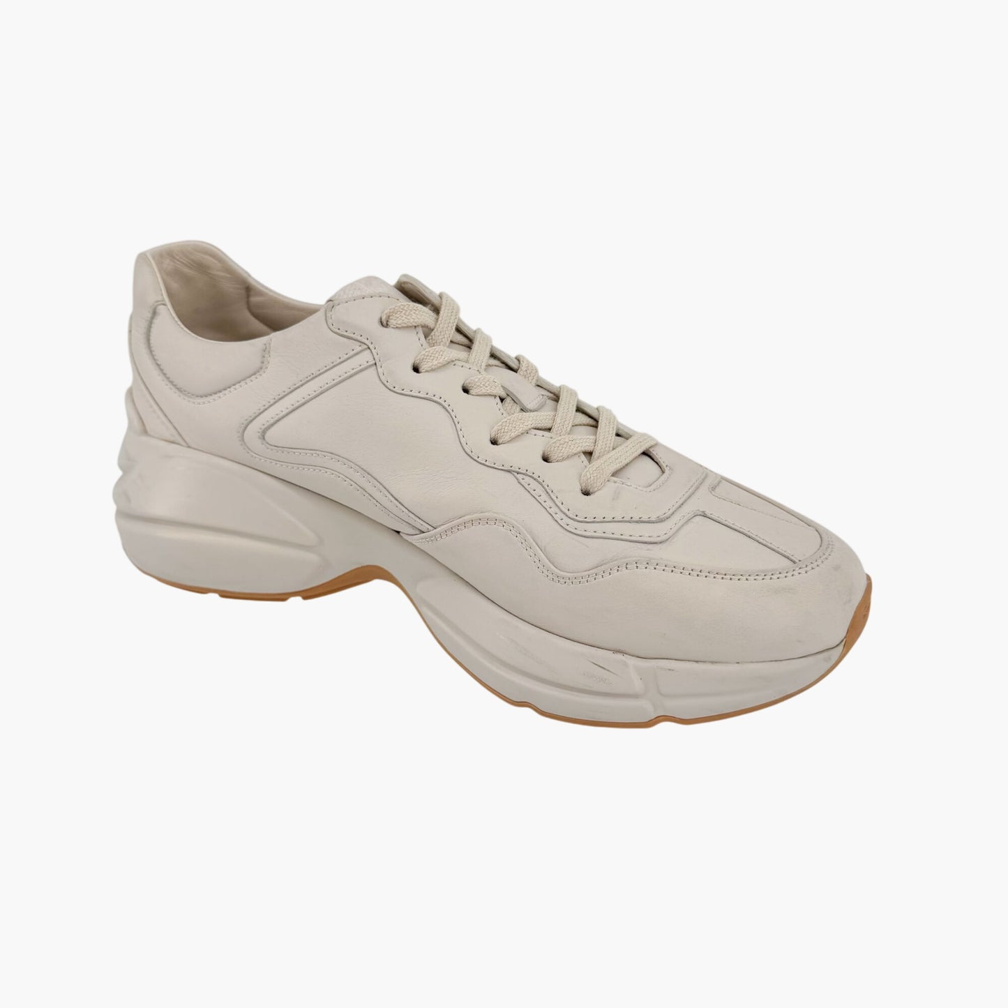 Gucci Rhyton GG Interlock Sneakers in Beige Leather – Size 39.5