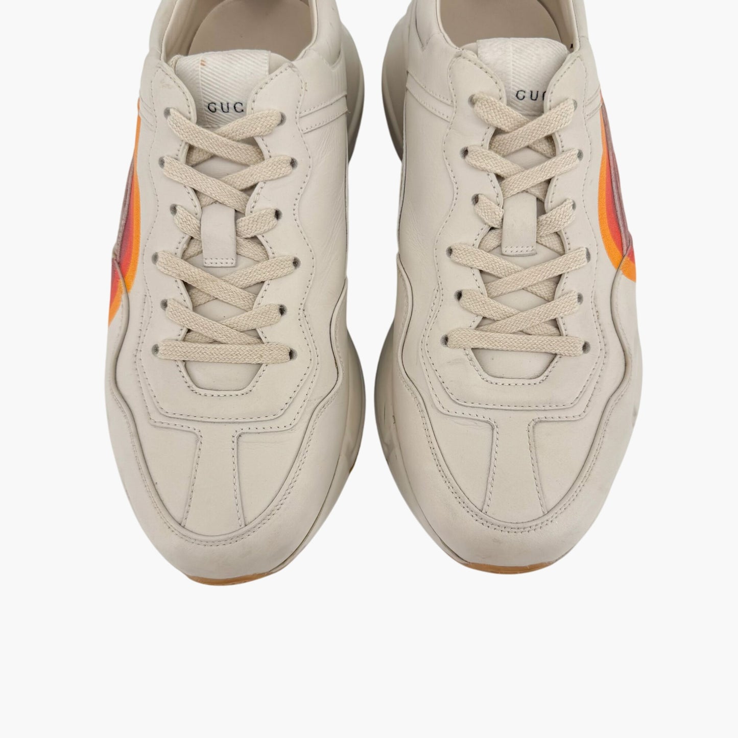 Gucci Rhyton GG Interlock Sneakers in Beige Leather – Size 39.5