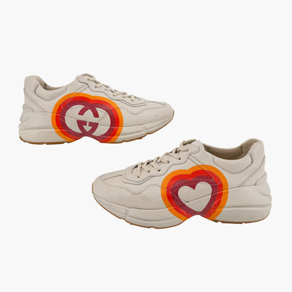 Gucci Rhyton GG Interlock Sneakers in Beige Leather – Size 39.5