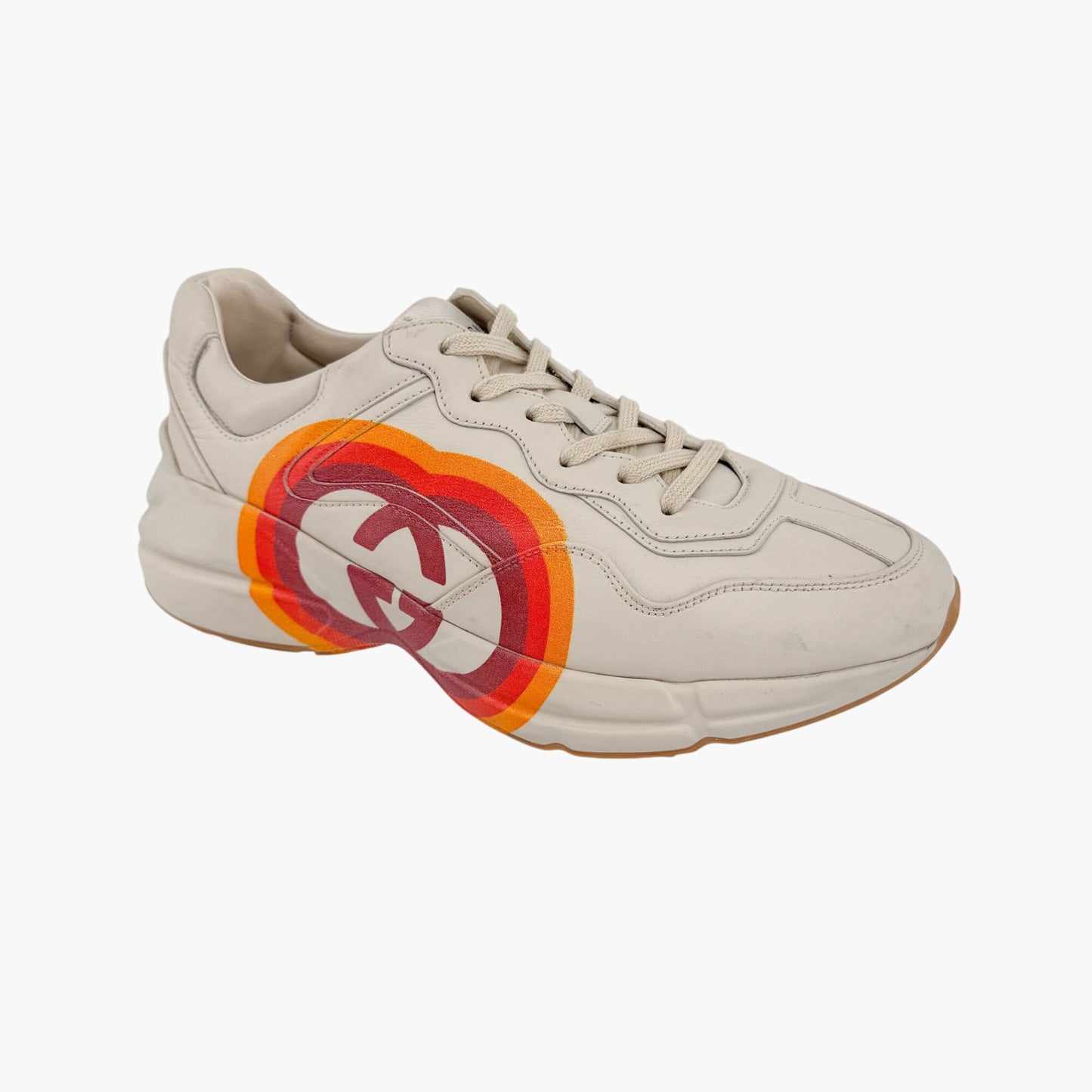 Gucci Rhyton GG Interlock Sneakers in Beige Leather – Size 39.5