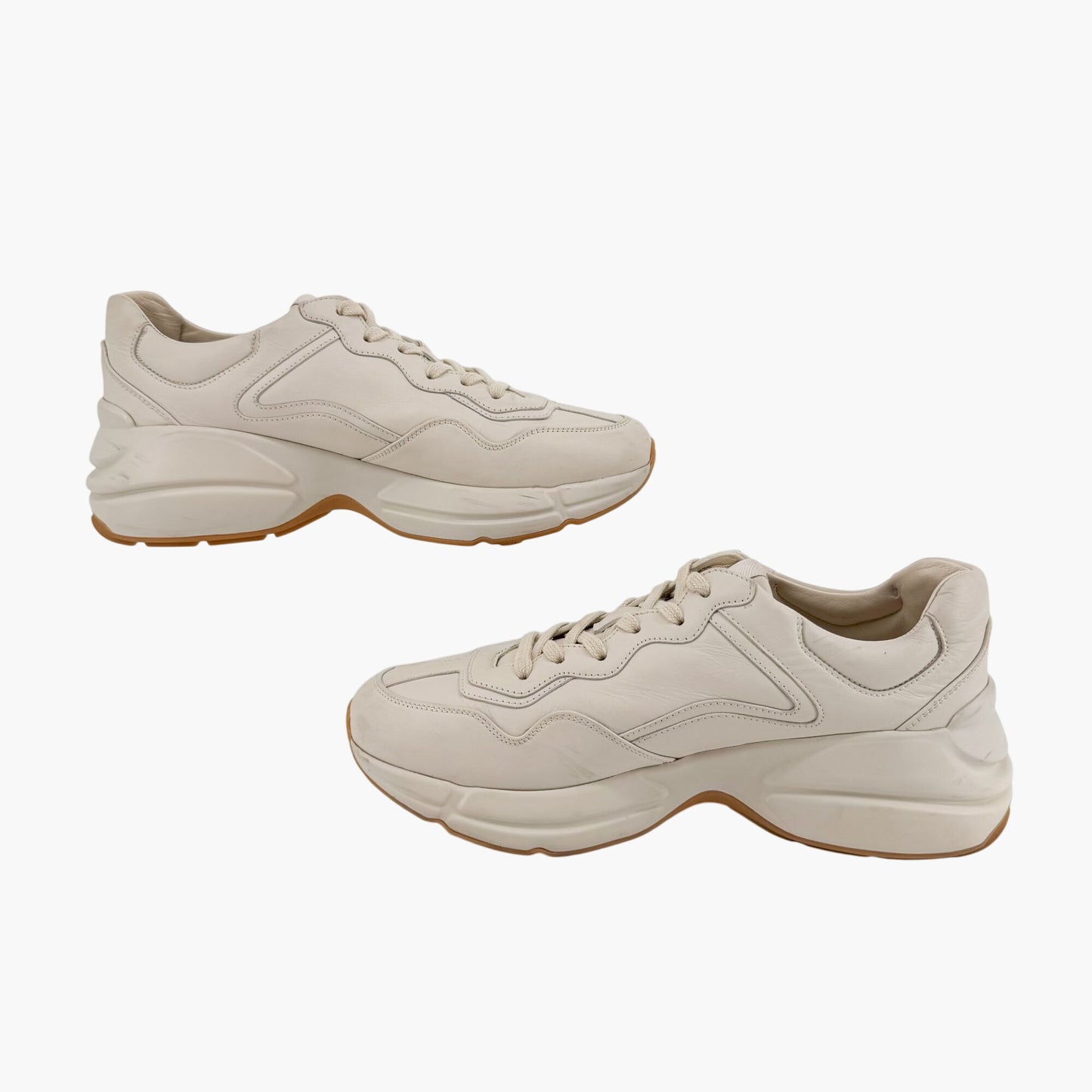 Gucci Rhyton GG Interlock Sneakers in Beige Leather – Size 39.5