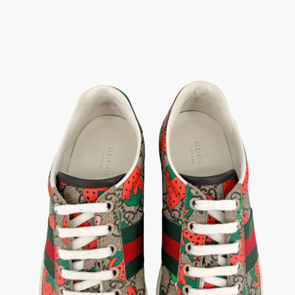 Gucci Ace Strawberry GG Supreme Canvas Sneakers – Size 37.5