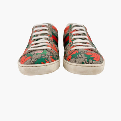 Gucci Ace Strawberry GG Supreme Canvas Sneakers – Size 37.5