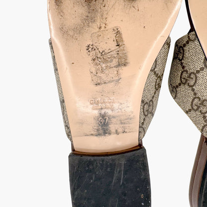 Gucci Blondie GG Canvas Thong Sandals in Beige & Brown – Size 37