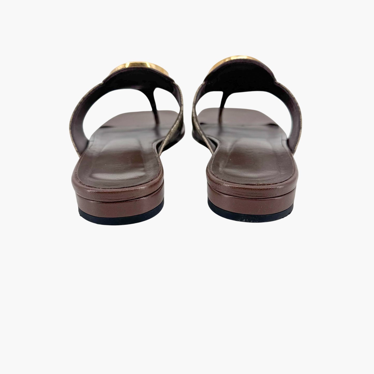 Gucci Blondie GG Canvas Thong Sandals in Beige & Brown – Size 37