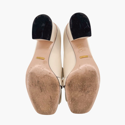 Gucci Marmont GG Fringe Loafer Pumps in White Leather – Size 37.5