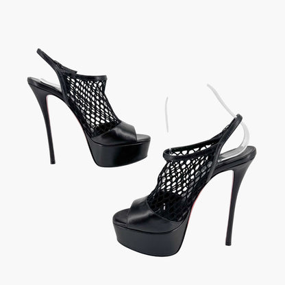 Christian Louboutin Plougesta Alta 150 Fishnet Platform Pumps in Black – Size 38