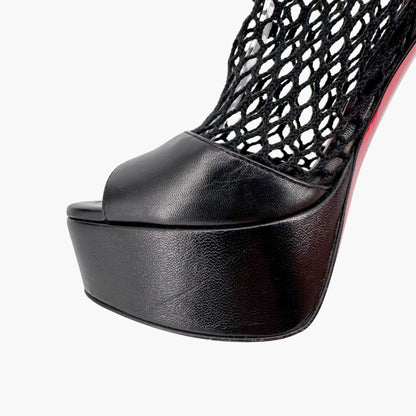 Christian Louboutin Plougesta Alta 150 Fishnet Platform Pumps in Black – Size 38