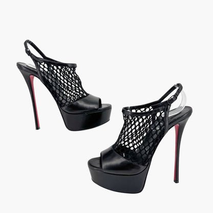 Christian Louboutin Plougesta Alta 150 Fishnet Platform Pumps in Black – Size 38