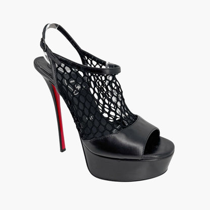 Christian Louboutin Plougesta Alta 150 Fishnet Platform Pumps in Black – Size 38