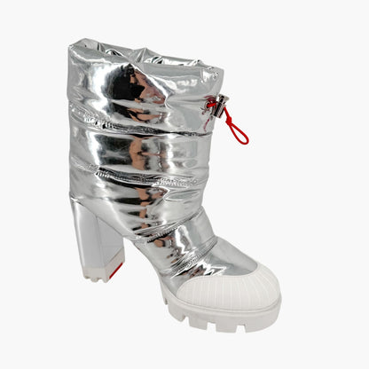 Christian Louboutin Oriona Lug Boots Silver Size 38