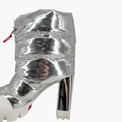 Christian Louboutin Oriona Lug Boots Silver Size 38