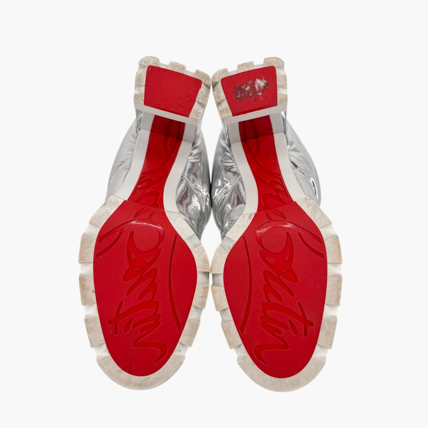 Christian Louboutin Oriona Lug Boots Silver Size 38