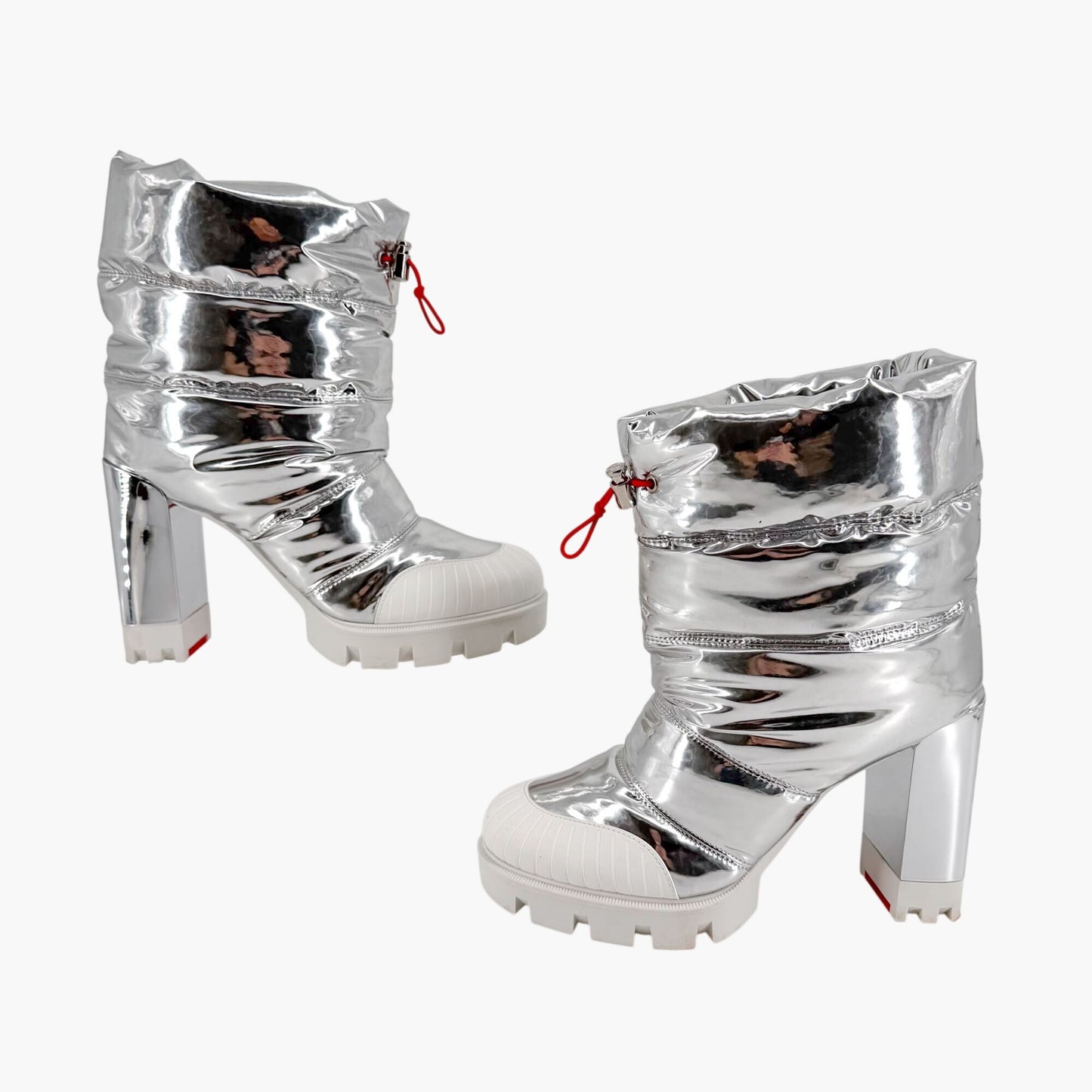 Christian Louboutin Oriona Lug Boots Silver Size 38