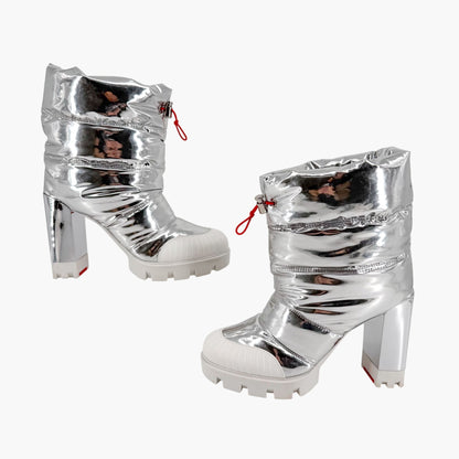 Christian Louboutin Oriona Lug Boots Silver Size 38
