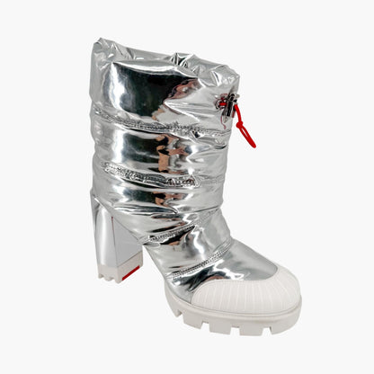 Christian Louboutin Oriona Lug Boots Silver Size 38