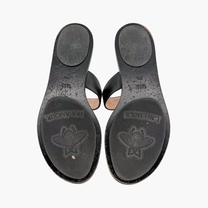 Gucci Marmont GG Thong Sandals Black Leather Size 39.5
