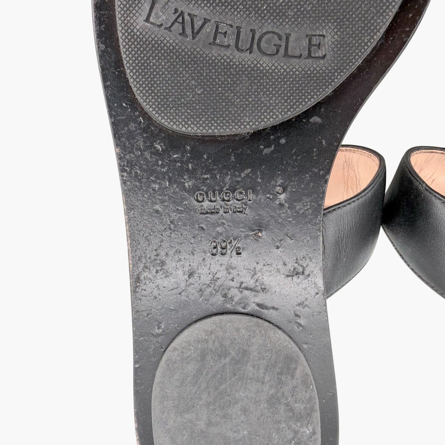 Gucci Marmont GG Thong Sandals Black Leather Size 39.5