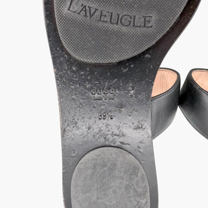 Gucci Marmont GG Thong Sandals Black Leather Size 39.5