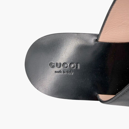 Gucci Marmont GG Thong Sandals Black Leather Size 39.5