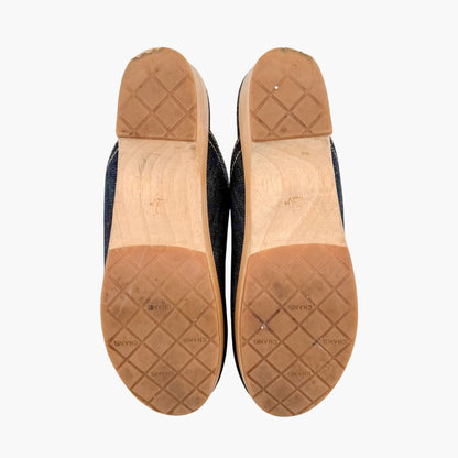 Chanel Denim CC Clogs Blue Platform Size 41
