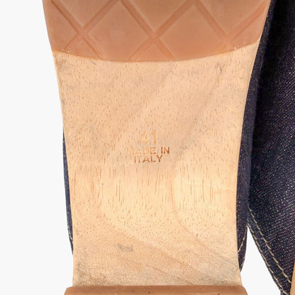 Chanel Denim CC Clogs Blue Platform Size 41