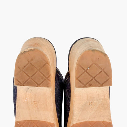 Chanel Denim CC Clogs Blue Platform Size 41