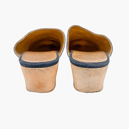 Chanel Denim CC Clogs Blue Platform Size 41