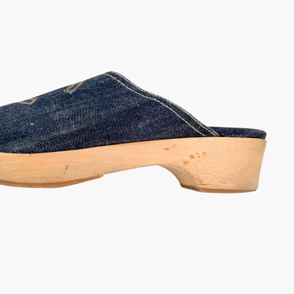 Chanel Denim CC Clogs Blue Platform Size 41