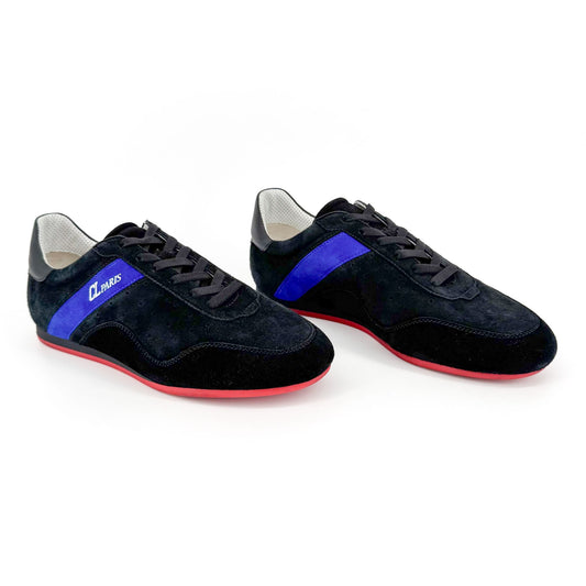 Christian Louboutin My K Low Top Sneakers in Black & Blue Suede Size 40