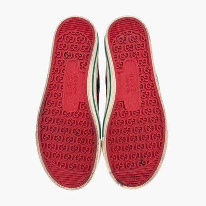 Gucci Tennis 1977 Houndstooth Sneakers in Red & Green Fabric Size 37.5