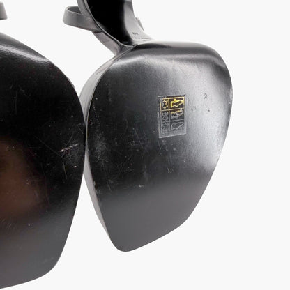 Saint Laurent Platz Platform Sandals Black Leather Size 39