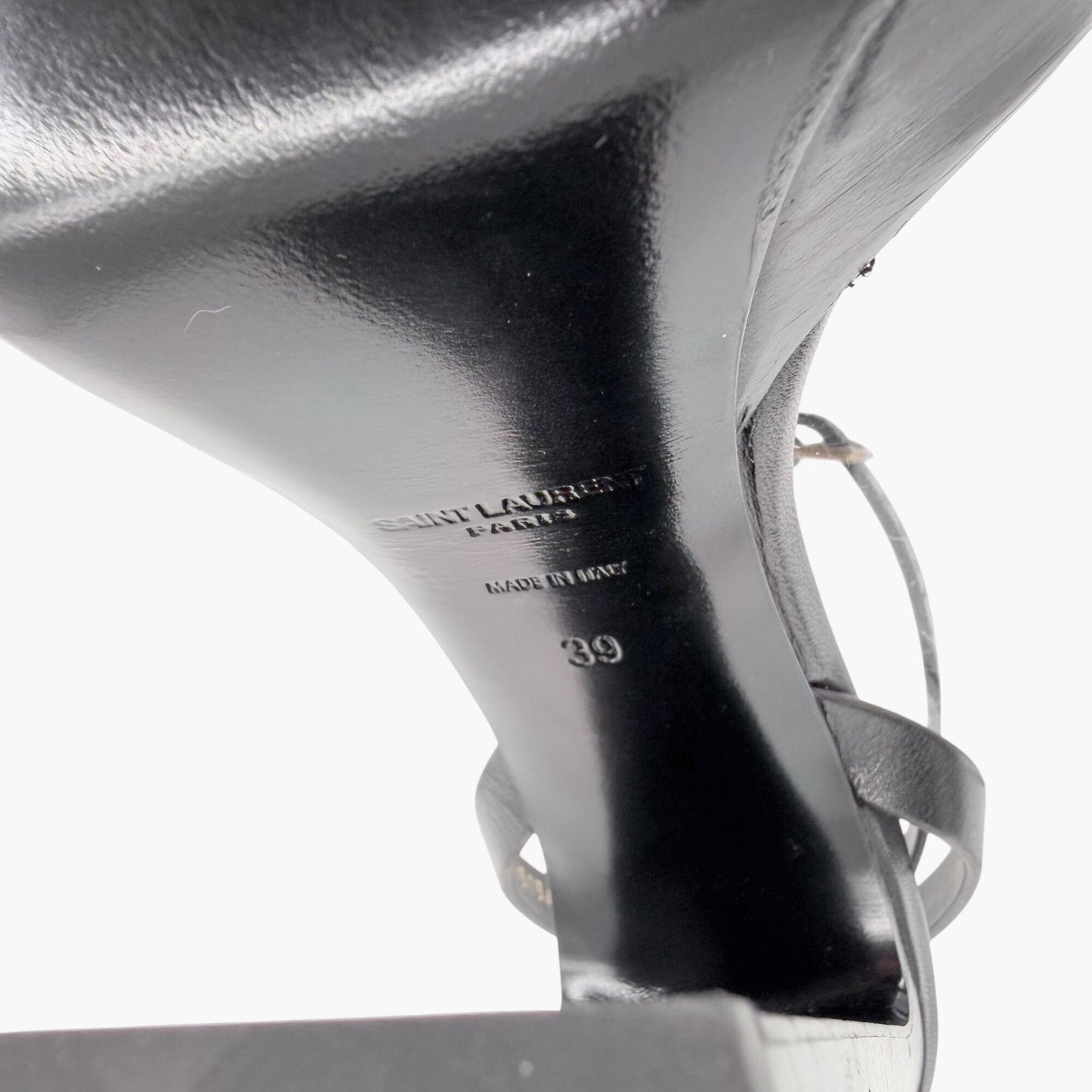 Saint Laurent Platz Platform Sandals Black Leather Size 39