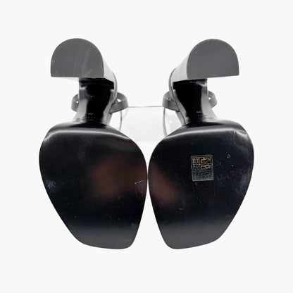 Saint Laurent Platz Platform Sandals Black Leather Size 39