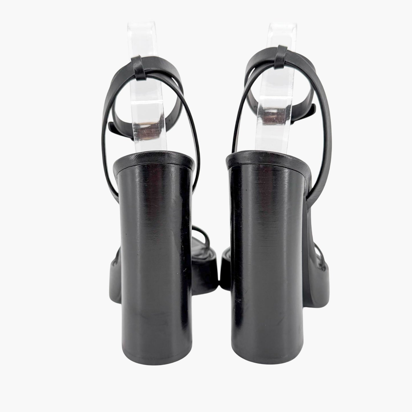 Saint Laurent Platz Platform Sandals Black Leather Size 39