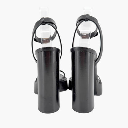 Saint Laurent Platz Platform Sandals Black Leather Size 39