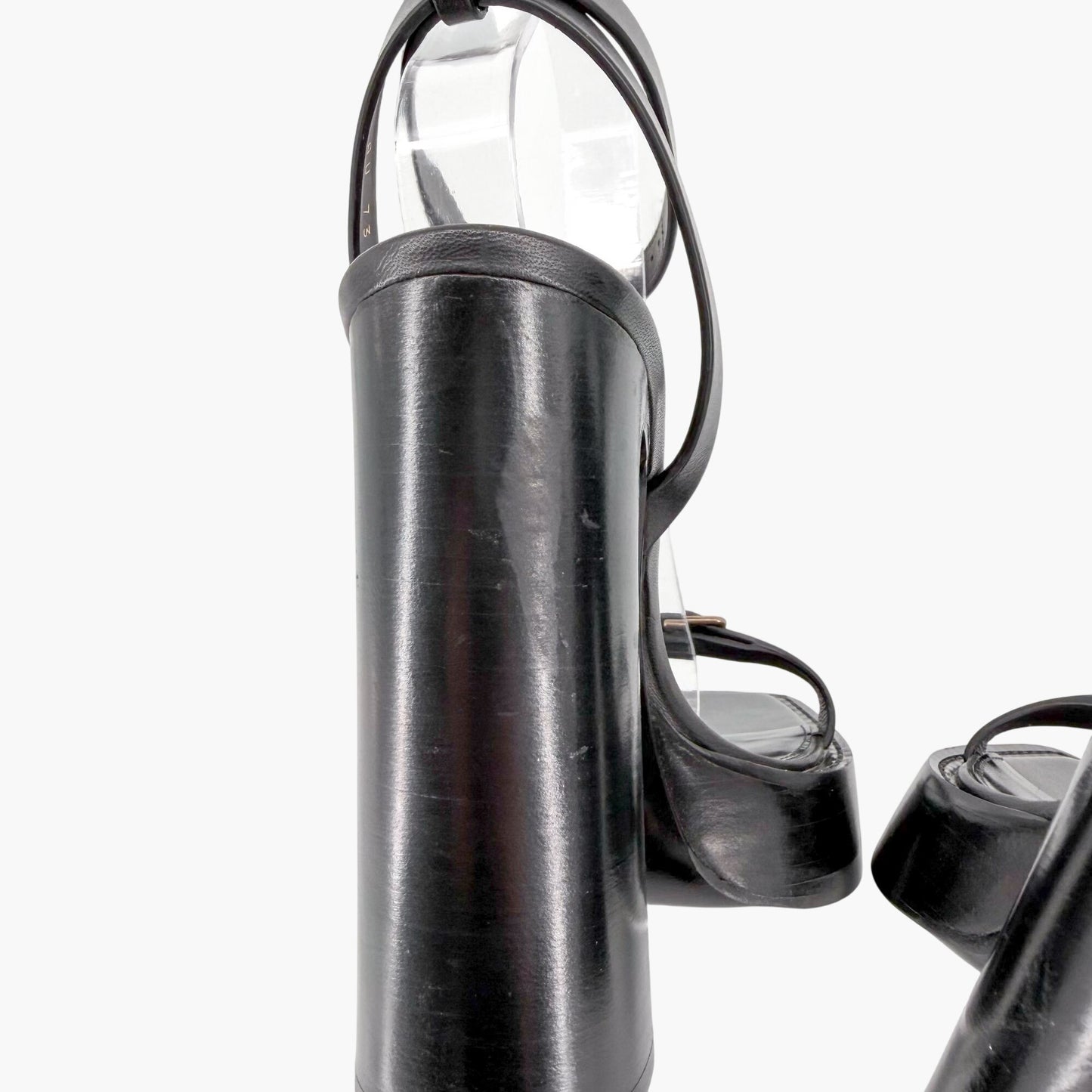 Saint Laurent Platz Platform Sandals Black Leather Size 39