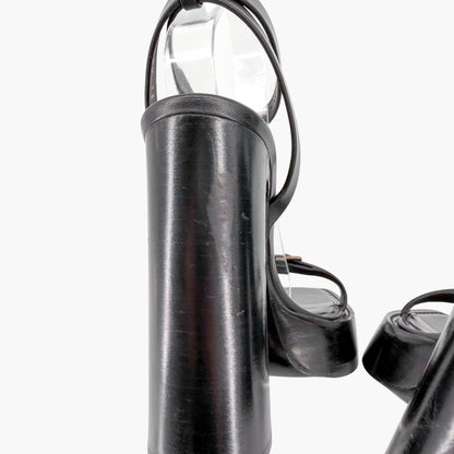 Saint Laurent Platz Platform Sandals Black Leather Size 39