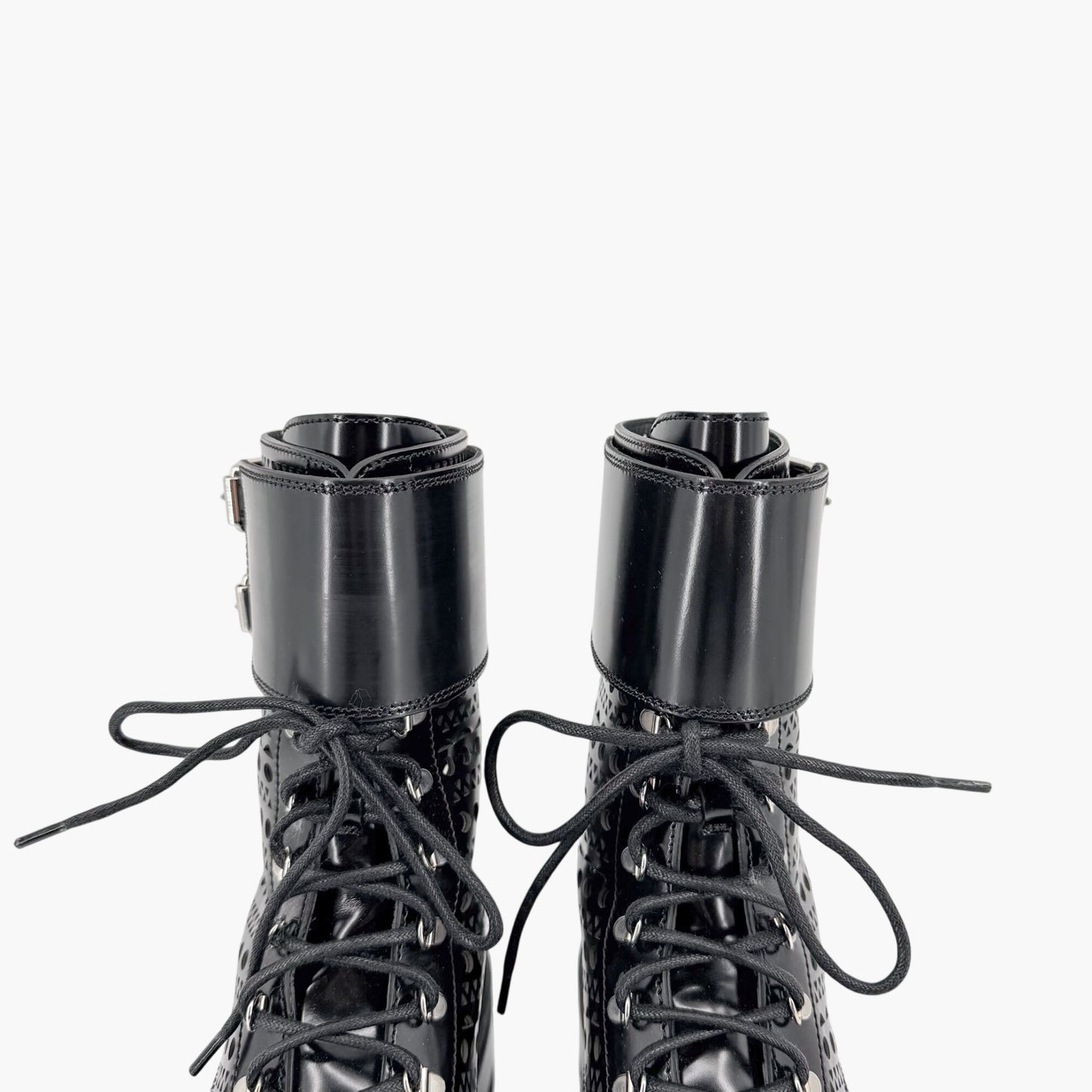 Alaïa Laser Cut Military Combat Boots Black Size 37