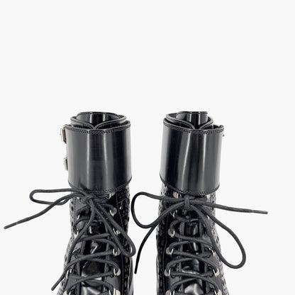 Alaïa Laser Cut Military Combat Boots Black Size 37