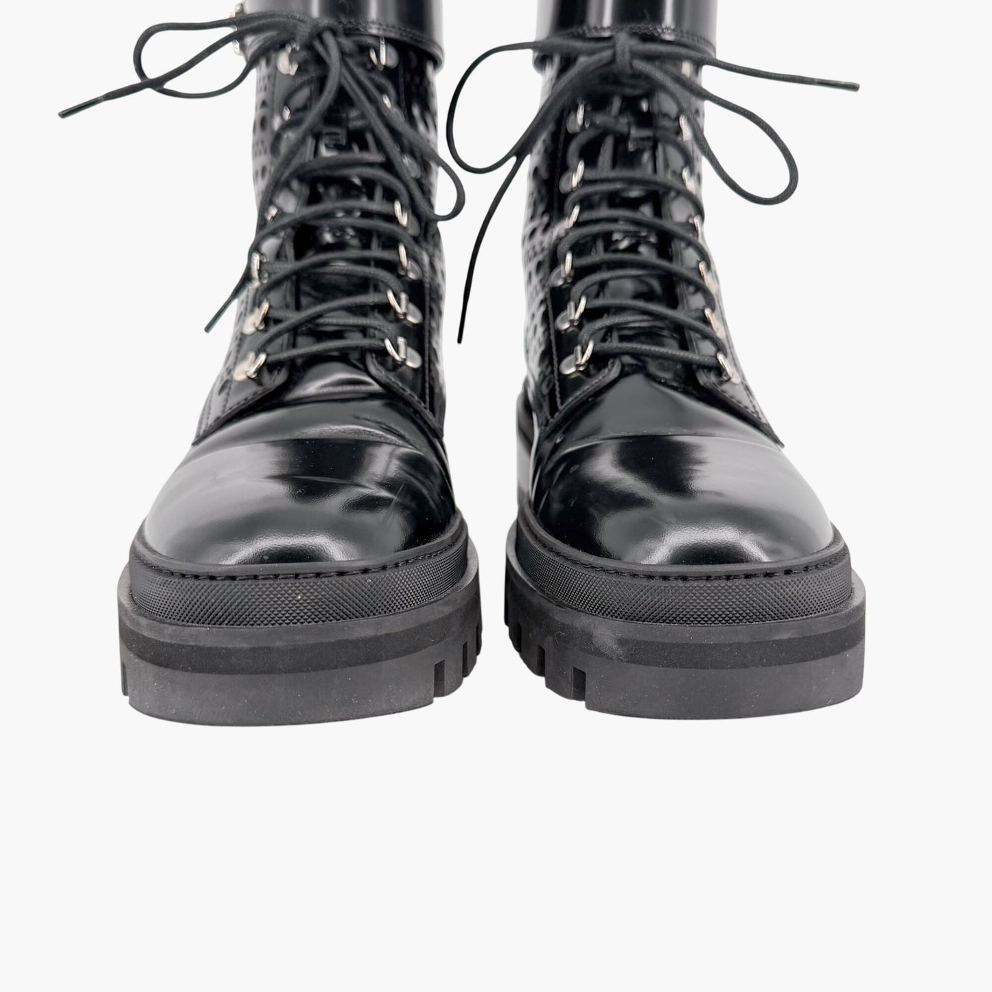 Alaïa Laser Cut Military Combat Boots Black Size 37