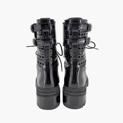 Alaïa Laser Cut Military Combat Boots Black Size 37