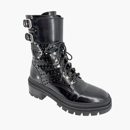 Alaïa Laser Cut Military Combat Boots Black Size 37