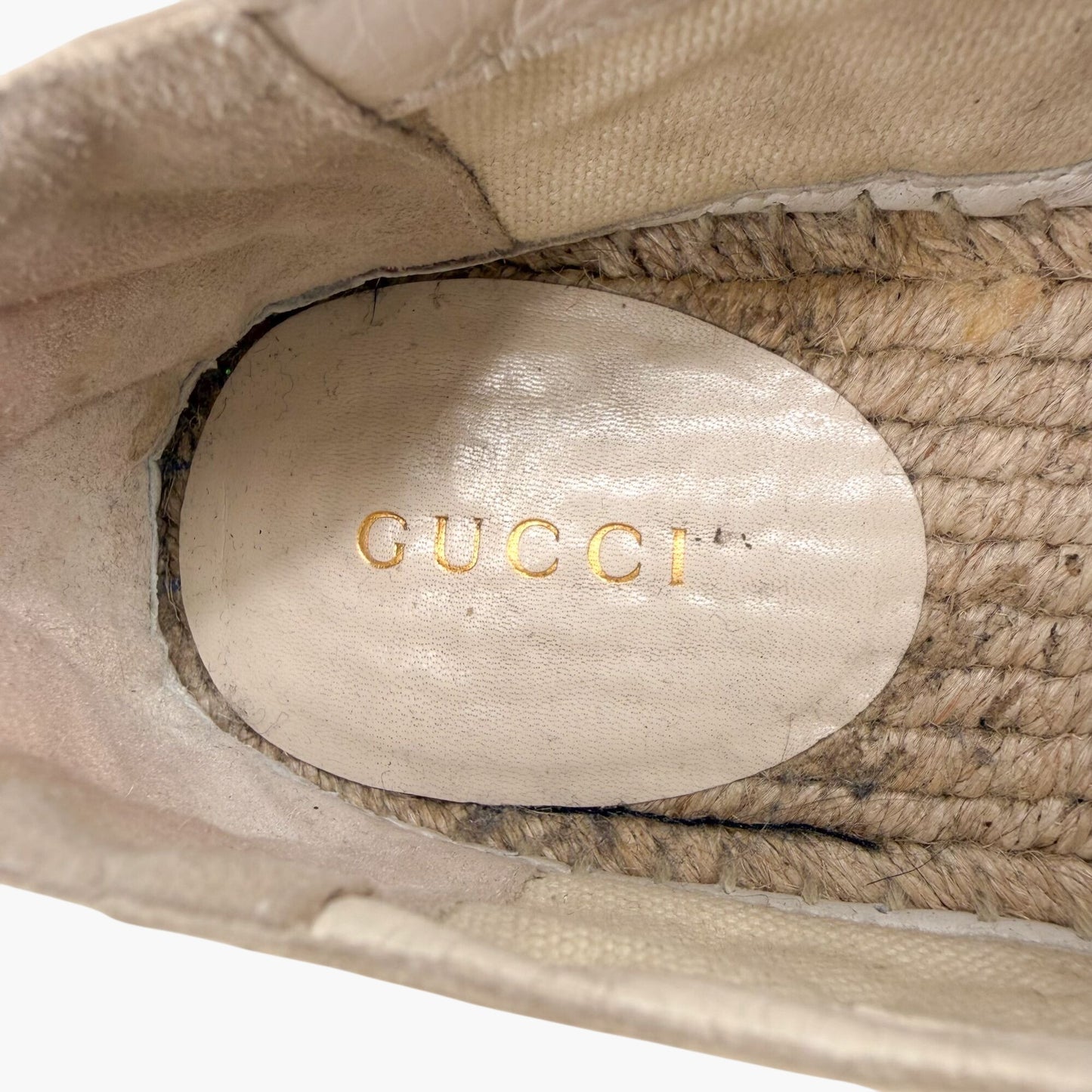 Gucci Pilar White Leather GG Platform Espadrilles Size 37